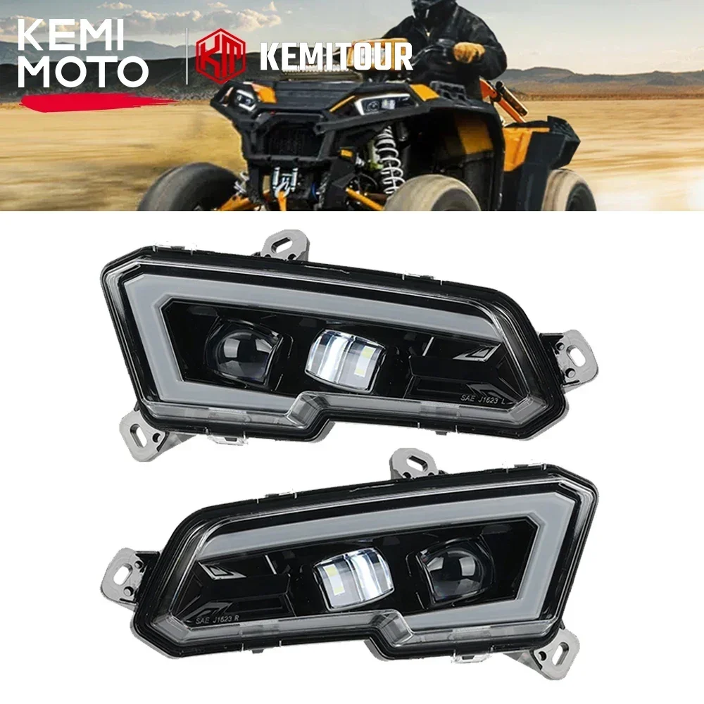 KEMIMOTO ATV LED Headlight Front Light Kits Compatible with Polaris Sportsman 450 570 850 Scrambler XP 1000 S 2017-2025 #2884859