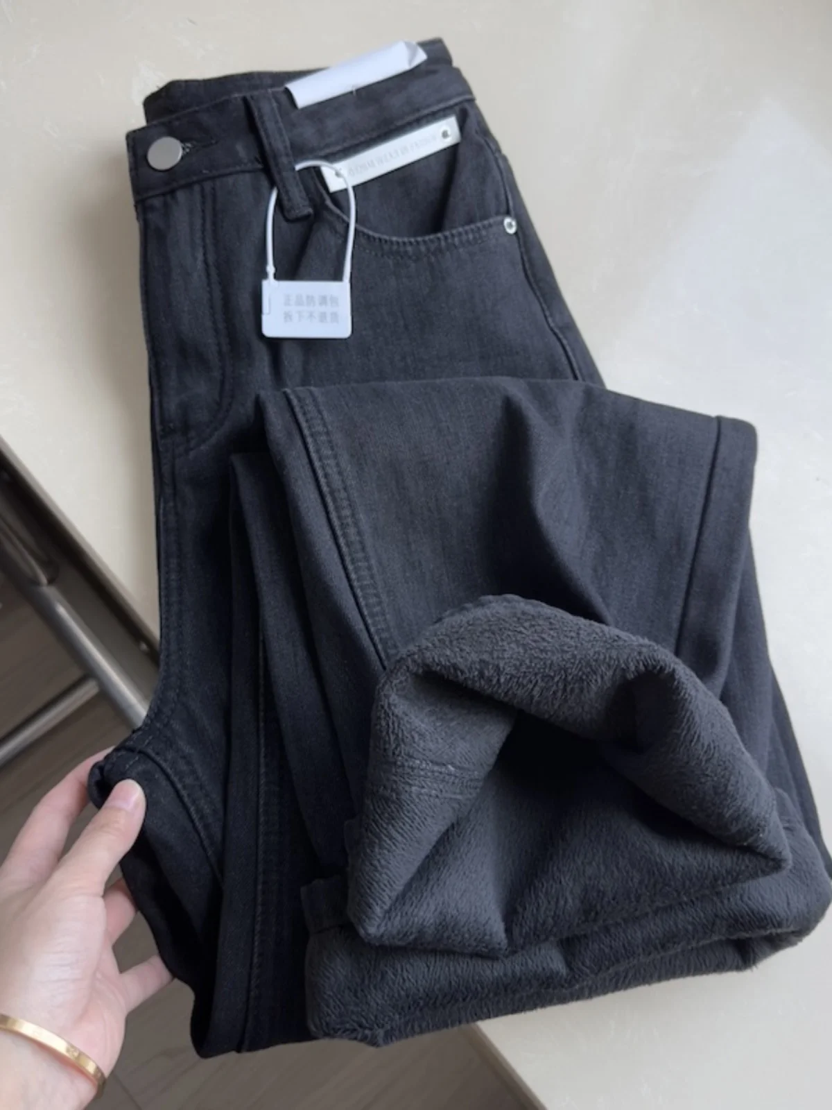 

Повседневные прямые джинсы с высокой талией Thiened Fce, женские осенне-зимние джинсы прямого кроя с высокой талией, износостойкие джинсовые джинсы