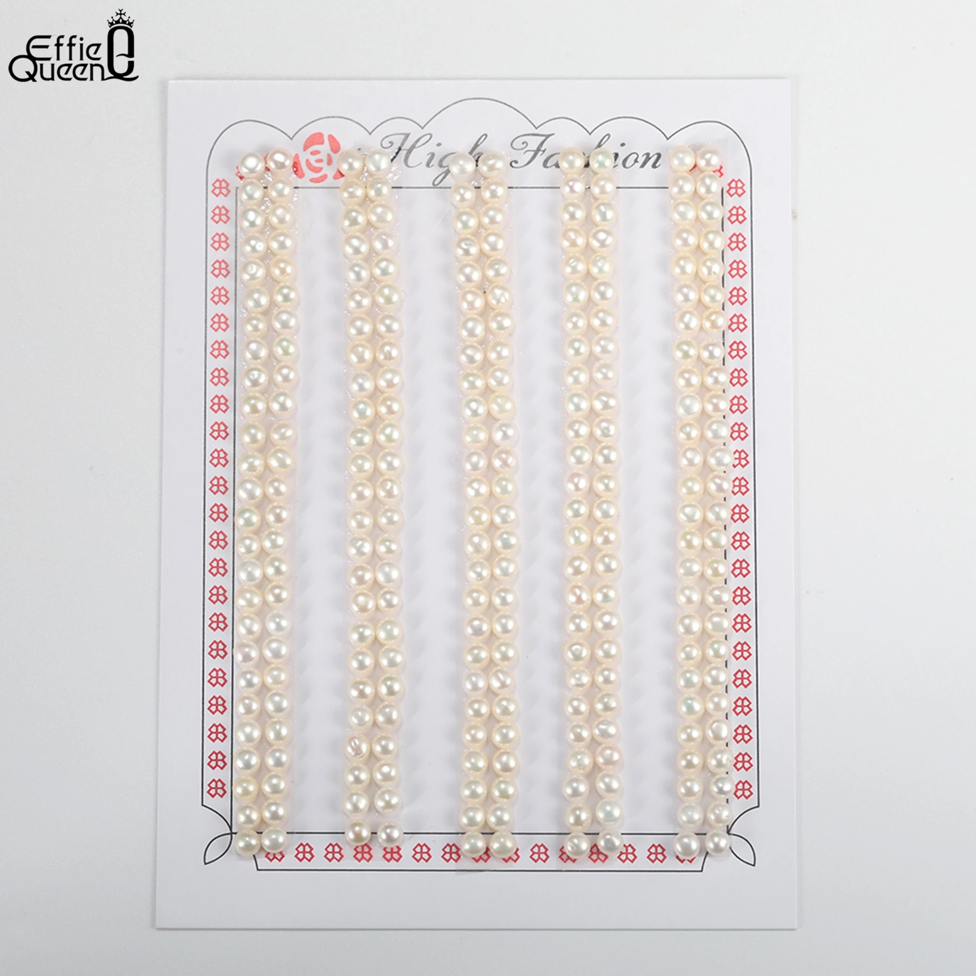 

EFFIE QUEEN A Grade Natural Freshwater Pearl 3-8.5mm Round Shaped Strand Beads Chain for Jewelry Making DIY Women Earrings PP12