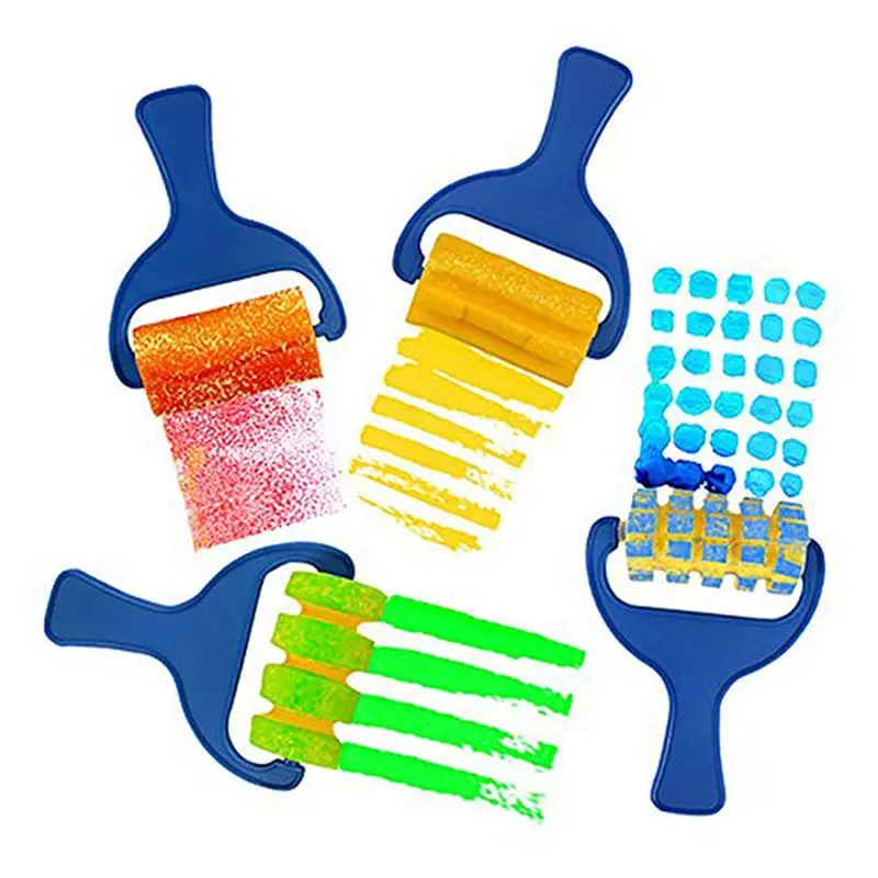 ABRI-Set Of 12Pcs Sponge Paint Roller Brush DIY Children Painting Brushes Kid Art Craft Painting Tool