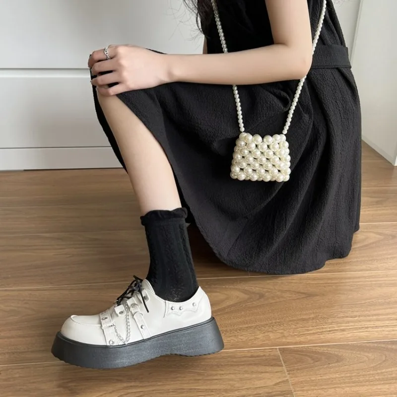 2026 Chunky-Plateau-Pumps für Damen, Schleifen-Keilabsatzschuhe, Lolita-Schuhe, Damen-Herz-Knöchelschnalle, schwarze Schuhe – Detail 12