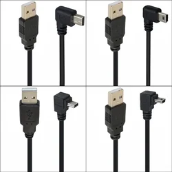 Mini cabo usb tipo a para mini 5 pinos ângulo reto adaptador de cabo de carregamento sincronização de carga 0.25m 0.5m 1.5m 3m para gps mp3