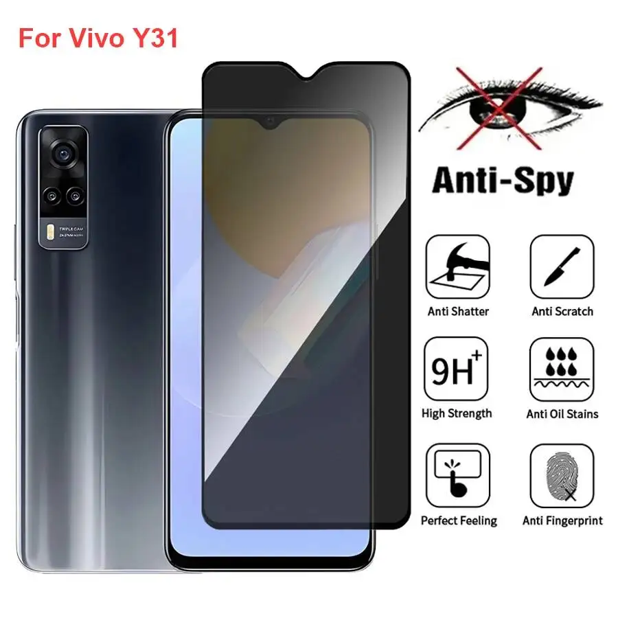 

Vivo Y31 V2036 Anti Spy Privacy Tempered Glass Protector Compatible For Vivoy31 Full Cover Screen Phone Film