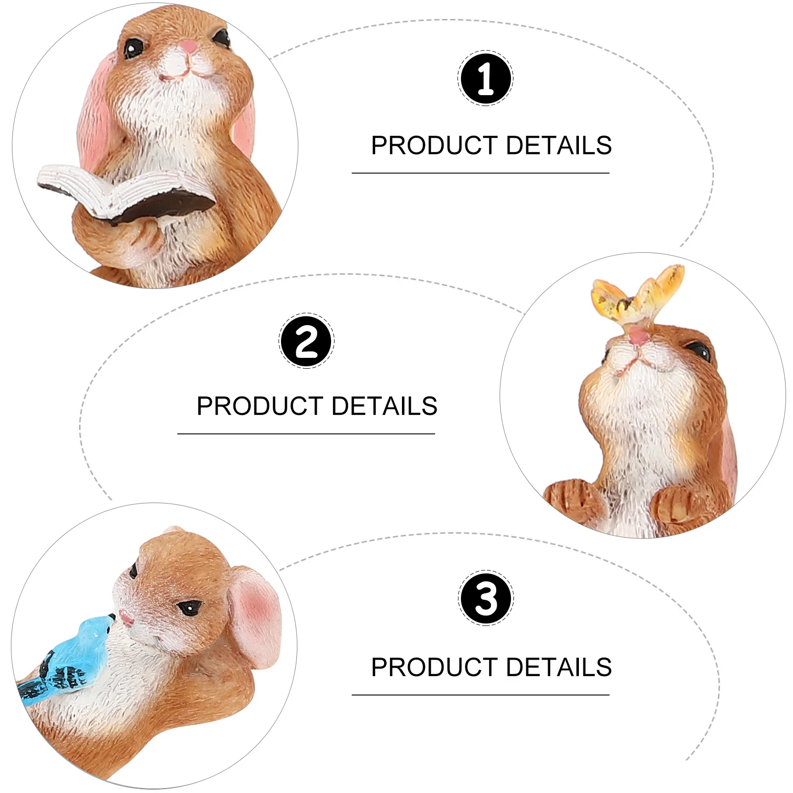 

5Pcs High-Quality Resin Rabbit Decor Garden Yard Balcony Scene Adornment Long-Term Use Rabbit Adornment Resin Craft Ornament