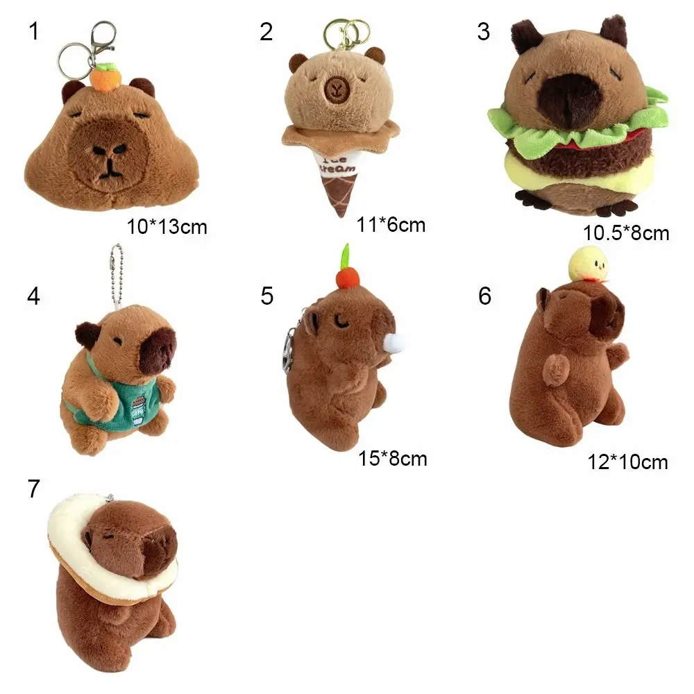 Multicolor Plush Capybara Keychain Toy Cute Capybara Cartoon Capybara Pendant Accessories Stuffed Animals Capybara Doll Keyring