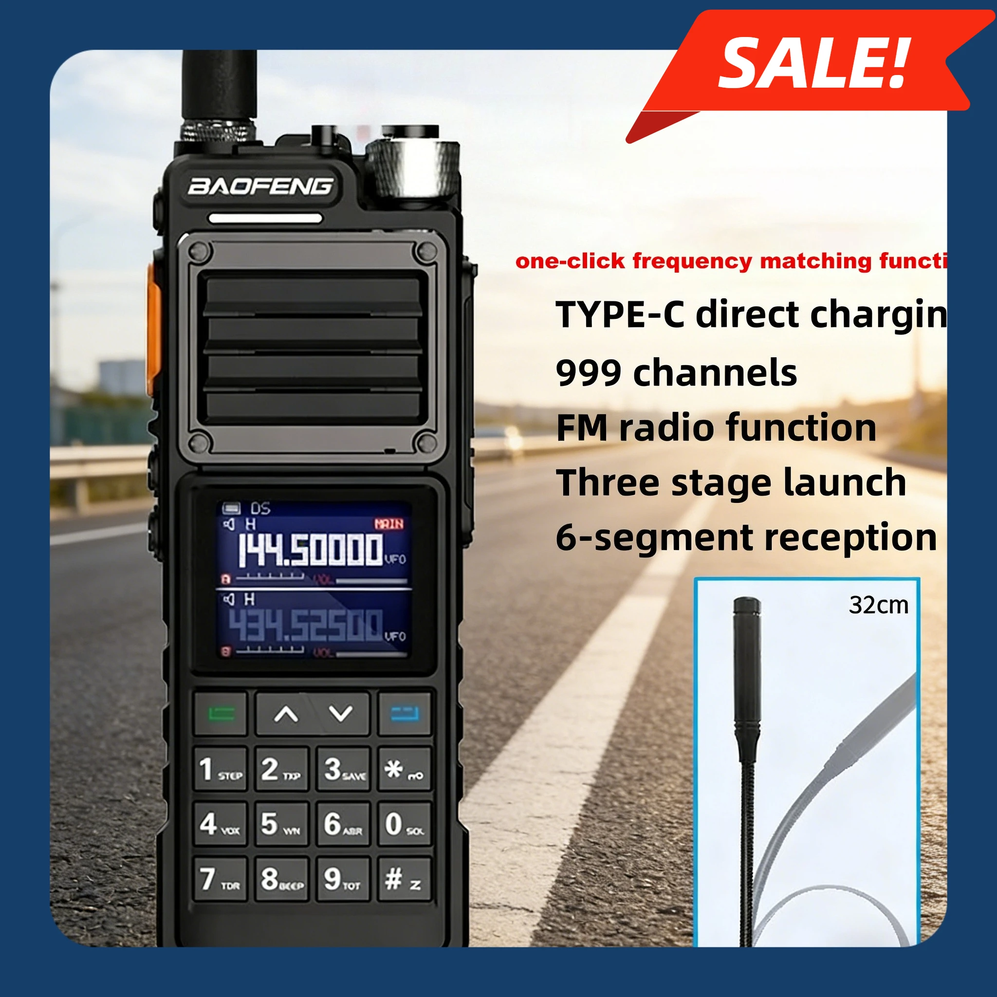 

Трехдиапазонная силовая рация Baofeng UV-25, двухсторонняя радиолюбитель дальнего действия с кабелем, 10 Вт, 7,4 В/2800 мАч, тип C