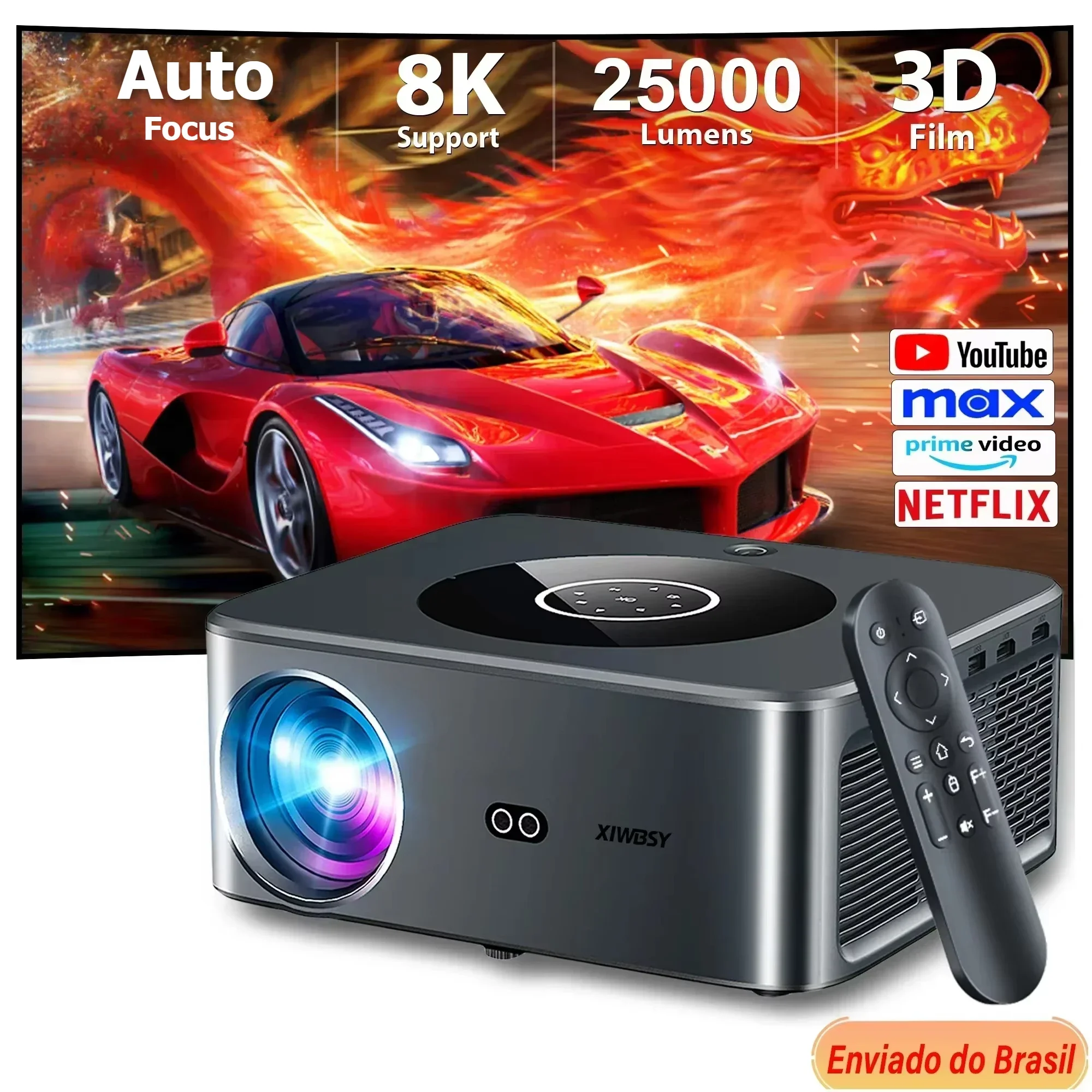 XIWBSY 25000 Lumen Android 4K Proiettore Wifi6 Full HD Proiettore Wireless Auto Keystone Video Home Theater Proyector Beamer