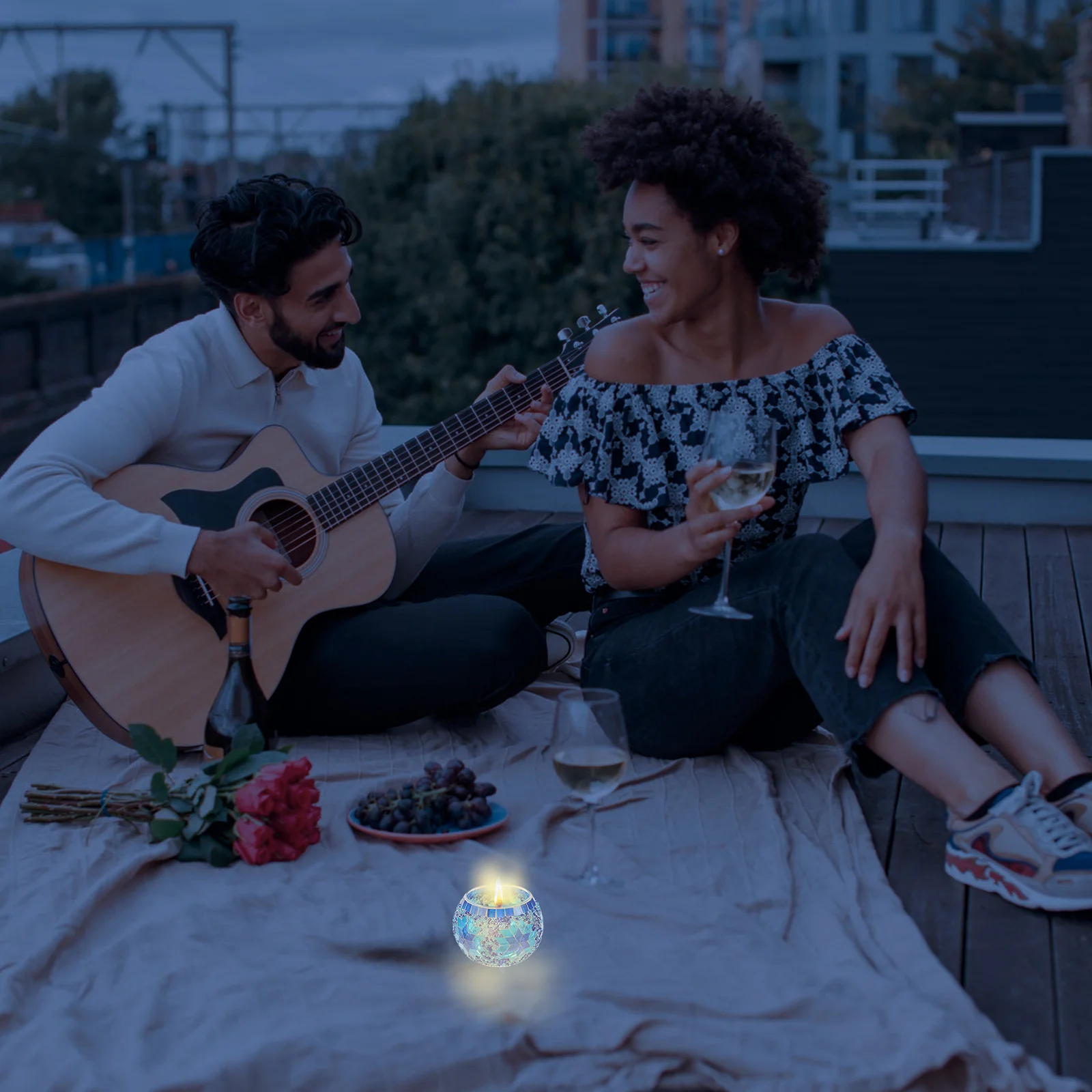 1Pcs Mosaic Handmade Candleholder Classic Glass Cup Colorful Stand Decorative Ornament for Home Office Party