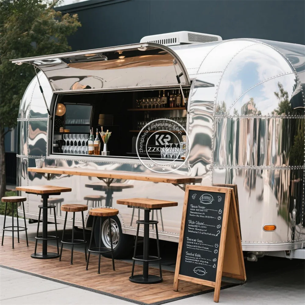 Custom Mobile Concession Food Trailer Fully Equipped Mobile Coffee Pizza Fruit Hot Dog Cart Fast Food Trailer Truck For Sale