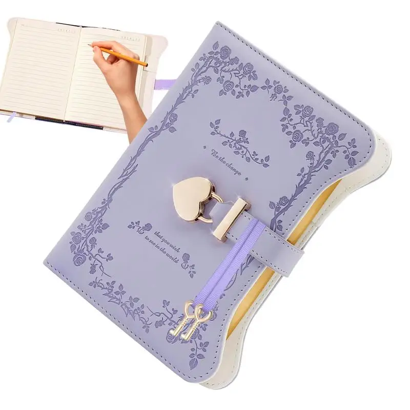 Notebook con serratura B6 Diario in pelle PU con serratura e chiave Diario segreto ricaricabile a 360 pagine per donne Ragazze personali