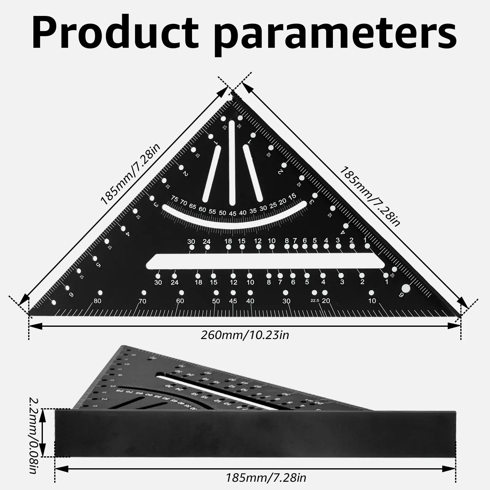 Triangle Ruler Measurement Tool Aluminium Alloy Carpenter Set Square Angle Scriber Tools Try Square Triangular Woodworking Tools