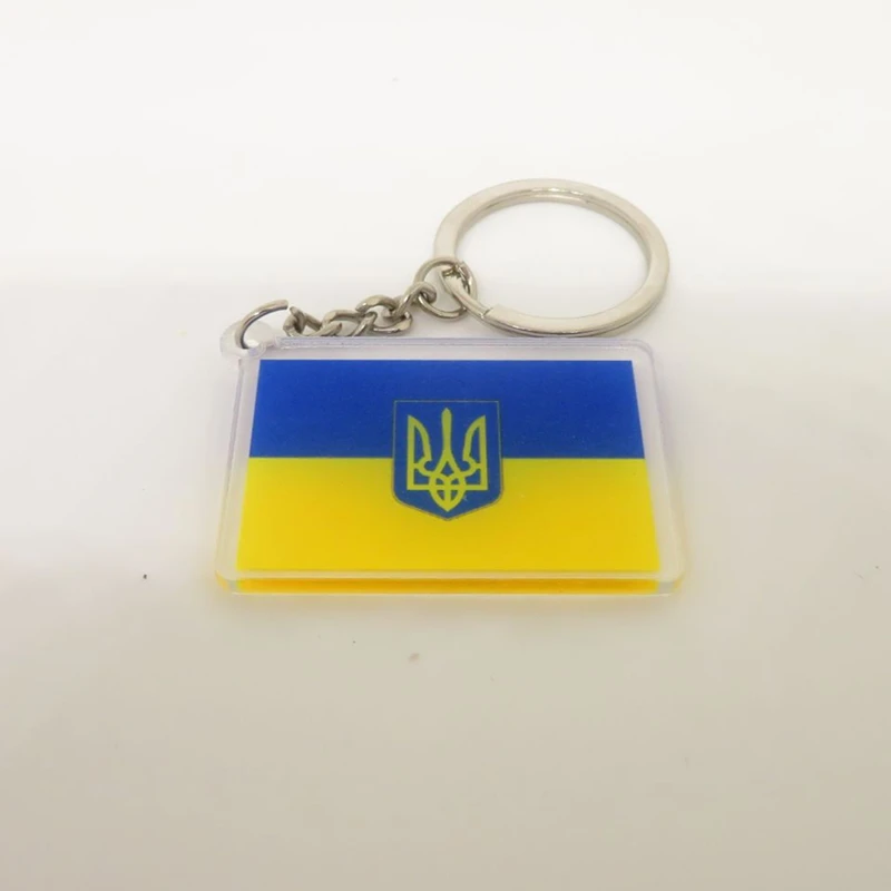 Ukraine Key Chain Key Ring keychains Charm Ucrania Flag Symbol Pattern Keyrings Women Men Car Keychain Jewelry Gif