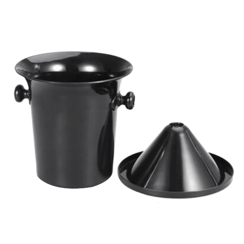 

Wine Dump Black Plastic Wine Spittoon - Standard Size with Black Funnel Champagne Bucket