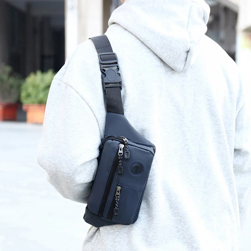 Riñonera para hombre, bolso de pecho para deportes de ocio al aire libre, bolso de hombro de tendencia a la moda, bolso cruzado de gran capacidad impermeable