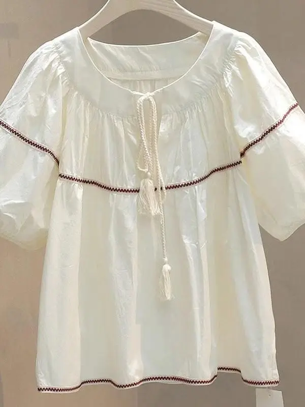 camisa-solta-de-manga-bufante-grande-com-recortes-e-cinto-cor-damasco-estilo-coreano-feminina-de-verao-com-bolso-e-lenco-de-bolso