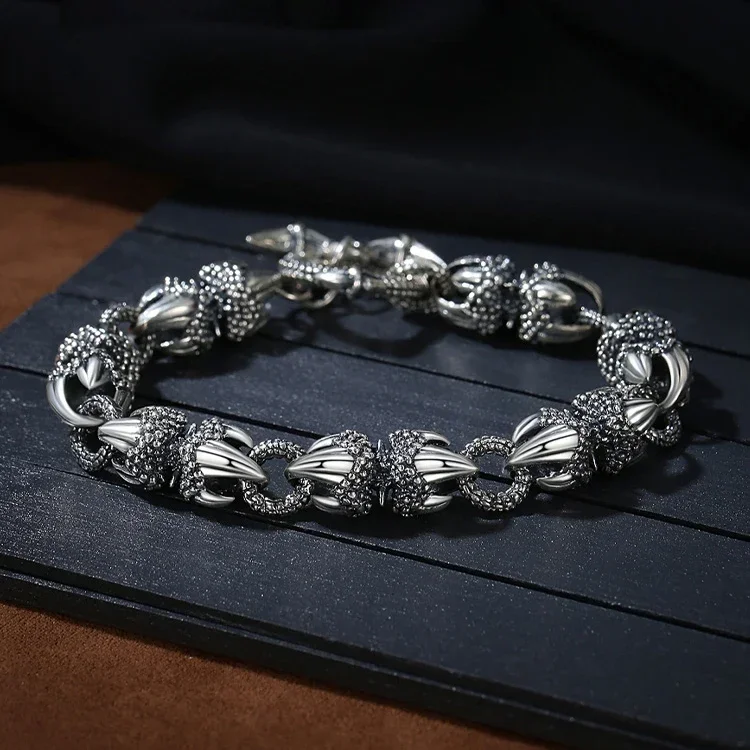 New Domineering Dragon Claw Bracelet Men Handmade Tide Cool King Kong Pestle Light Luxury Niche Design High Sense Jewelry