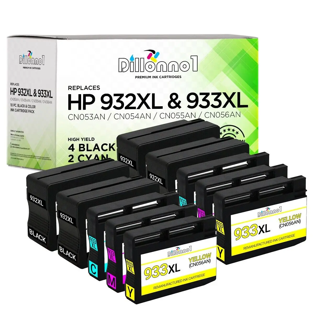 10 PACK For HP 932XL 933XL Ink Cartridges For Officejet 6100 6600 Printer Series