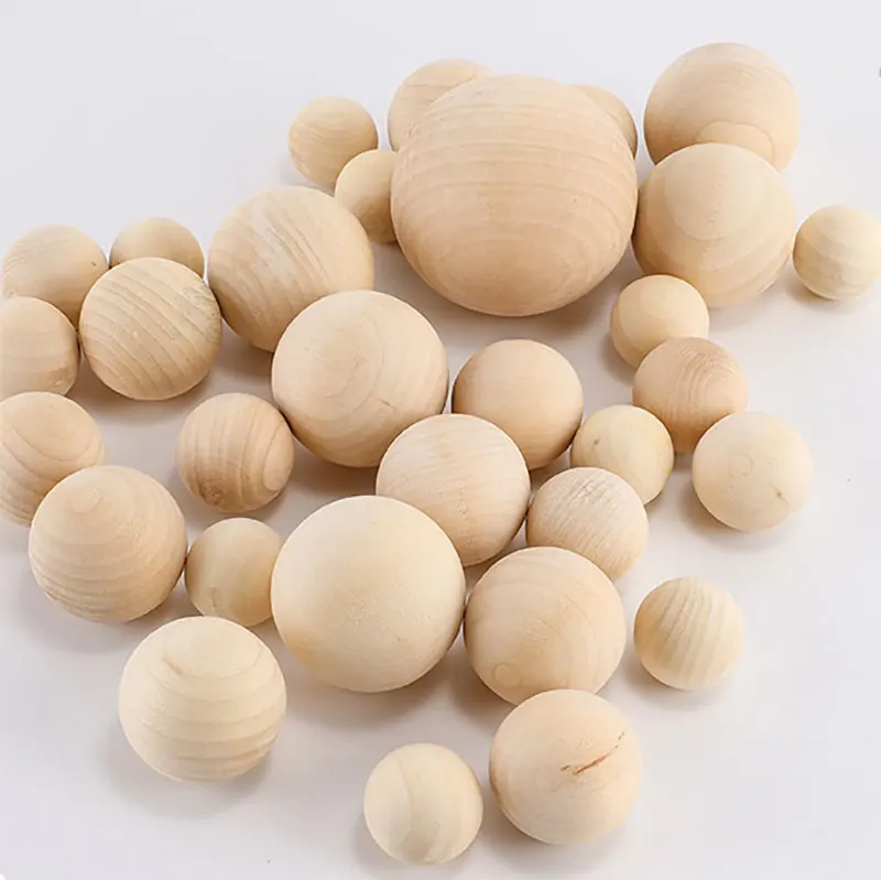 2-60pcs Wooden Round Ball Unfinished Natural Smooth No Hole Round Hardwood Beads for Craft Accessories 15/20/25/30/35/40mm