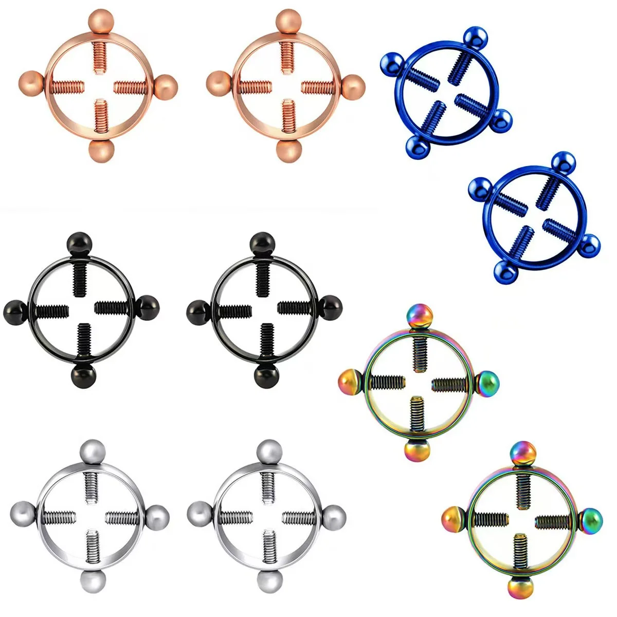 

20 шт./лот, стальные круглые винты, искусственные зажимы для сосков, сексуальные шпильки для пирсинга для женщин, без пирсинга, кольцо для защиты ногтей на груди, подарок