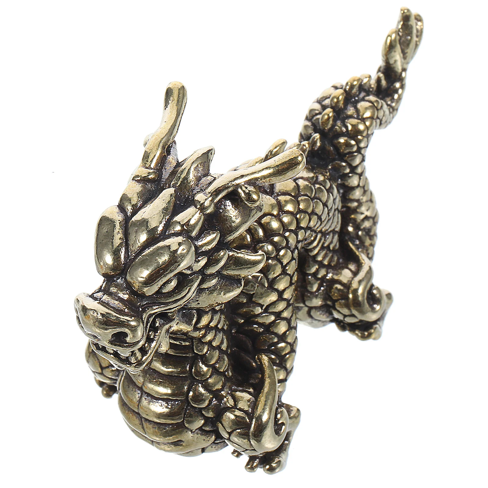 

Fengshui Dragon Statue Brass Made Dragon Shaped Decor for Living Room Bedroom Tabletop Sturdy Base Elegant Gift Choice