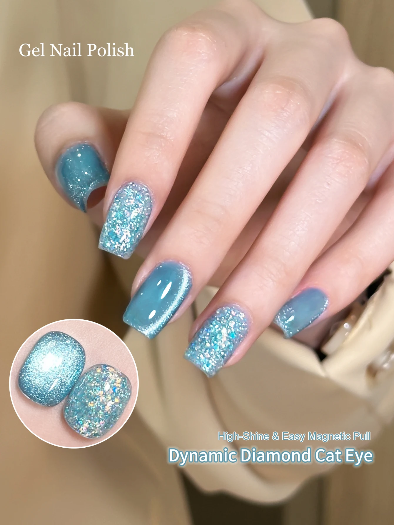 Bonbon-Pailletten 01 – Frühling und Sommer, neue beliebte Bonbon-Serie, Maniküre, blaue Pailletten, gepaart mit superhellen blauen Kristallmagneten
