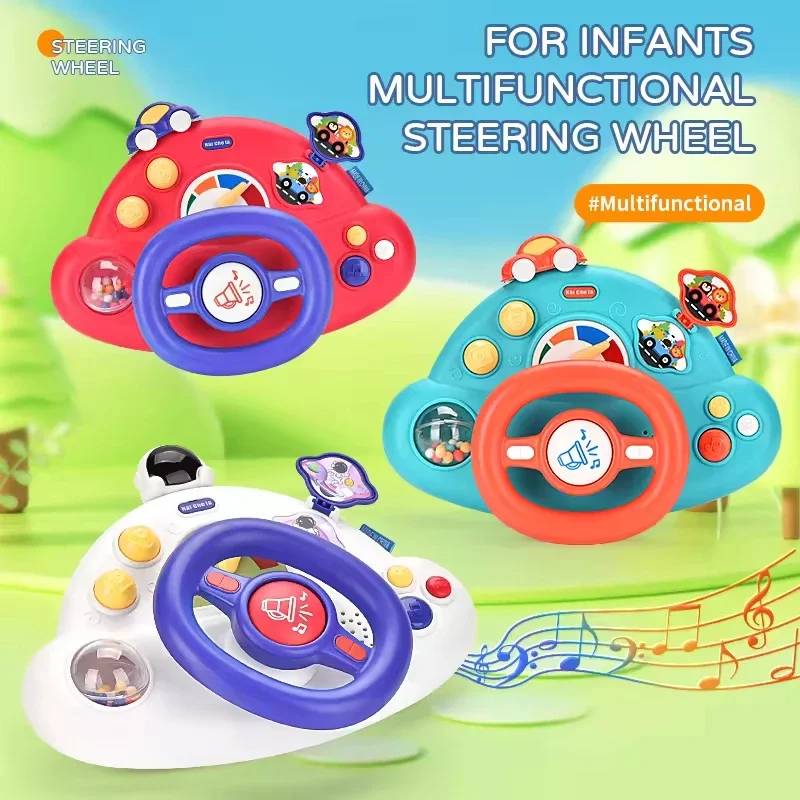 Children Electric Vocal Multifunctional Stroller Simulated Steering Wheel Baby Toddler Traffic Cognitive Early Educational Toys