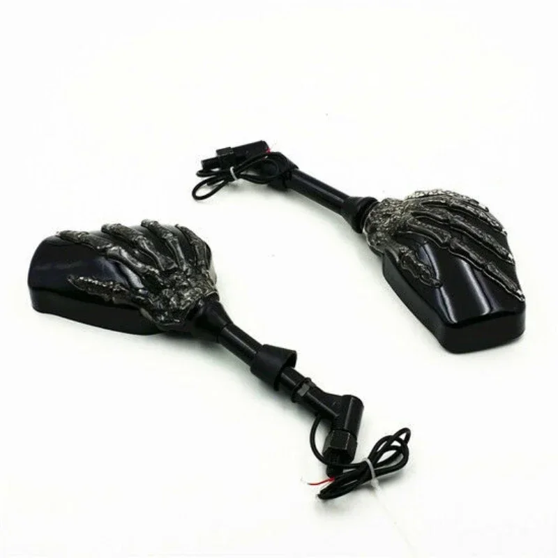 دراجة نارية الجمجمة المحرك LED بدوره إشارة مرآة لهوندا كاواساكي سوزوكي شارع عارية الدراجة