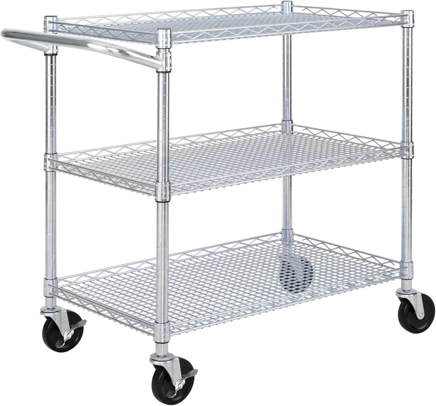 

Heavy Duty Metal Rolling Utility Cart with Steel Shelves, 36'W x 18'D, for Restaurant, Garage, Warehouse, Kitchen, Office