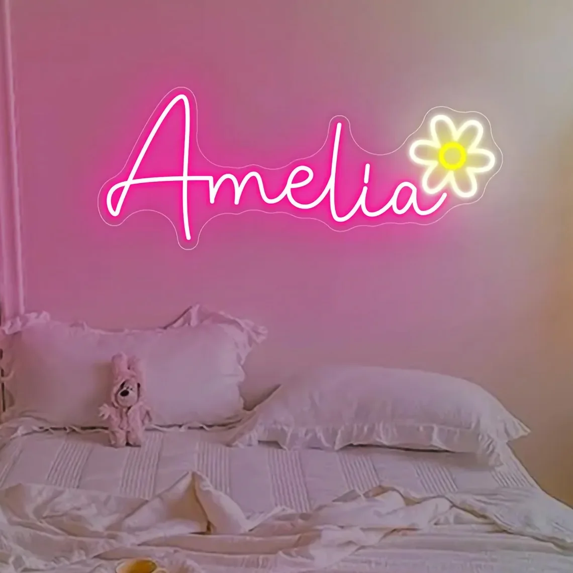 Custom Bow Name Neon Sign for Kids, Pink Bow Name Neon, Girl's Room Sign, Nursery Dorm Decor Home Wall Decor,Gift For Kids view 5