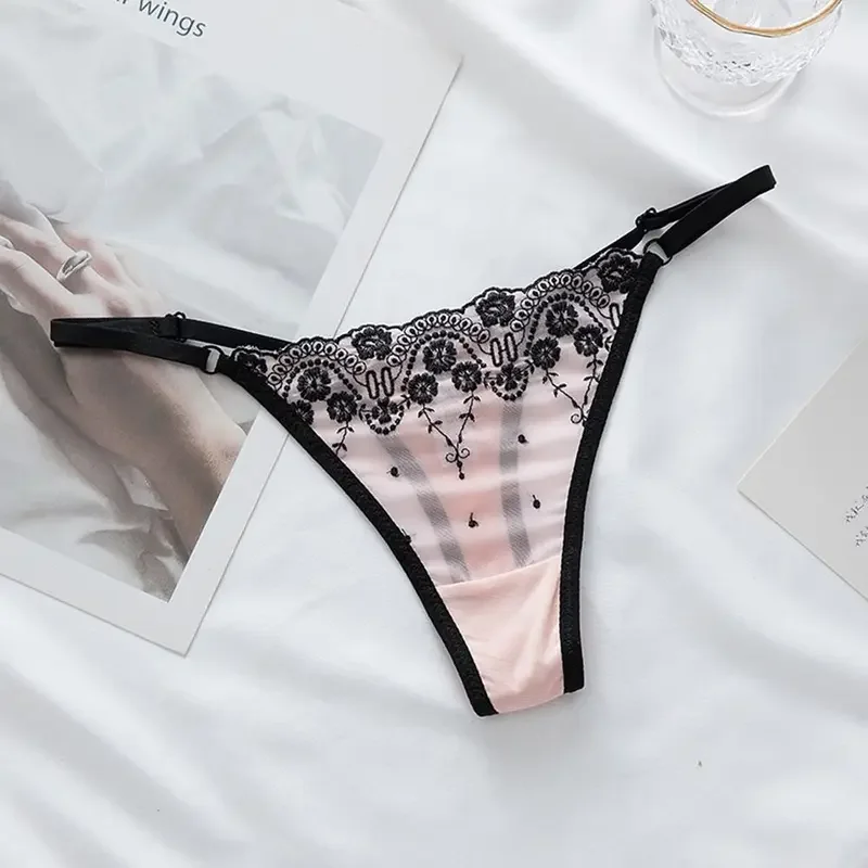 Celana dalam wanita tali tipis baru 2024 celana dalam Bikini Thong katun celana dalam renda selangkangan Lingerie wanita celana dalam pinggang rendah