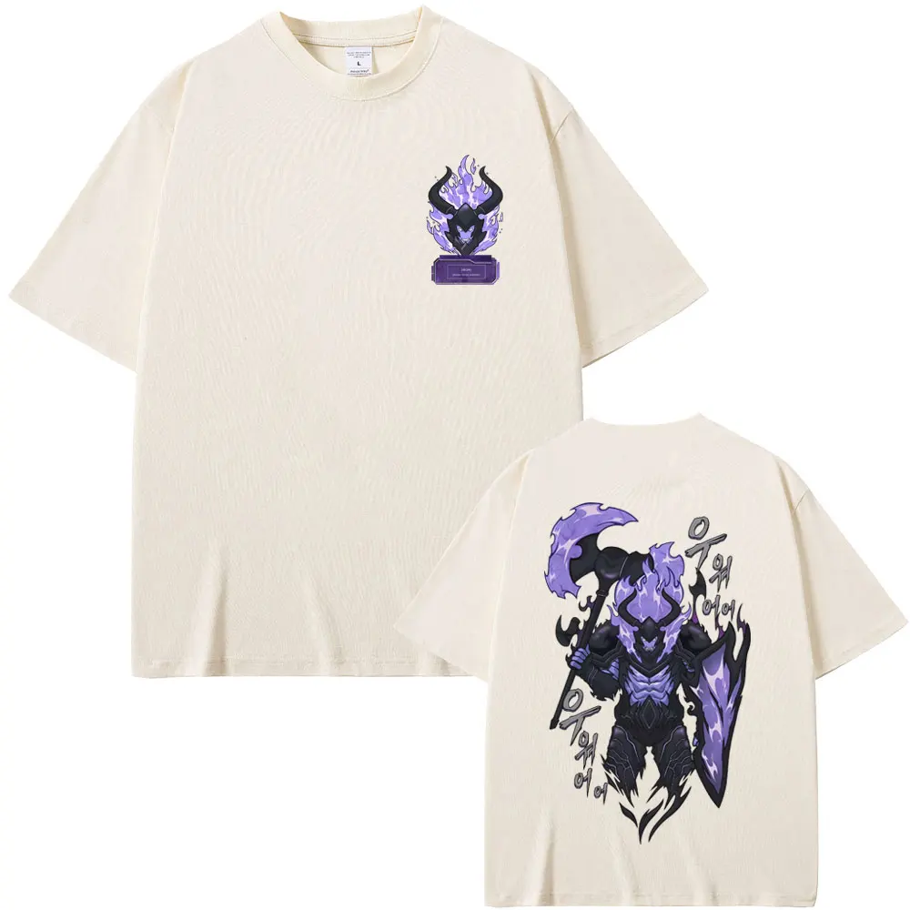 

Anime Solo Leveling Sung Jin Woo Lron Graphic T Shirts Men Women Casual Cartoon Oversized Tees Male High Quality Cotton T-shirt