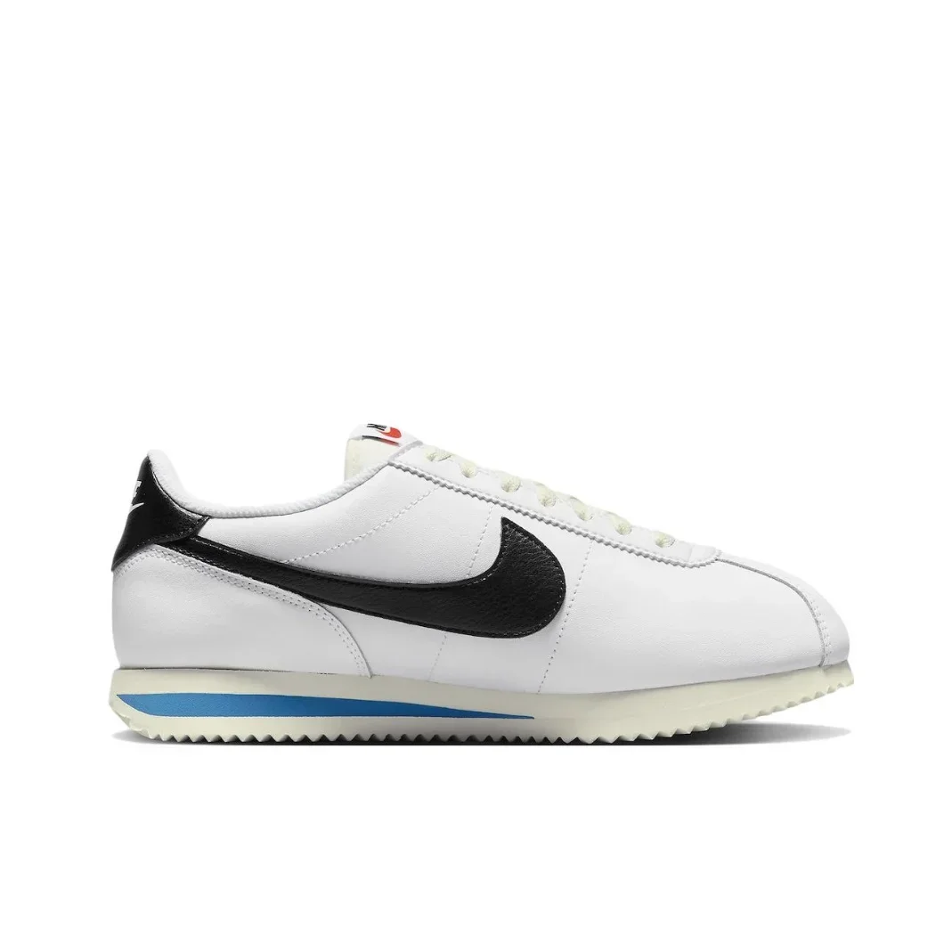 Nike New Cortez Low Men's and Women's Sneakers Retro Classic Running Shoes Breathable and lightweight Sneakers White&Black&Blue