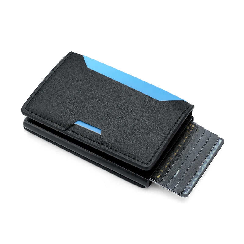 Rfid Aluminum Men Wallet Card Holders Purse Carbon Fiber Men Business Slim Thin Smart Wallet Credit Cardholder Case Note Holder