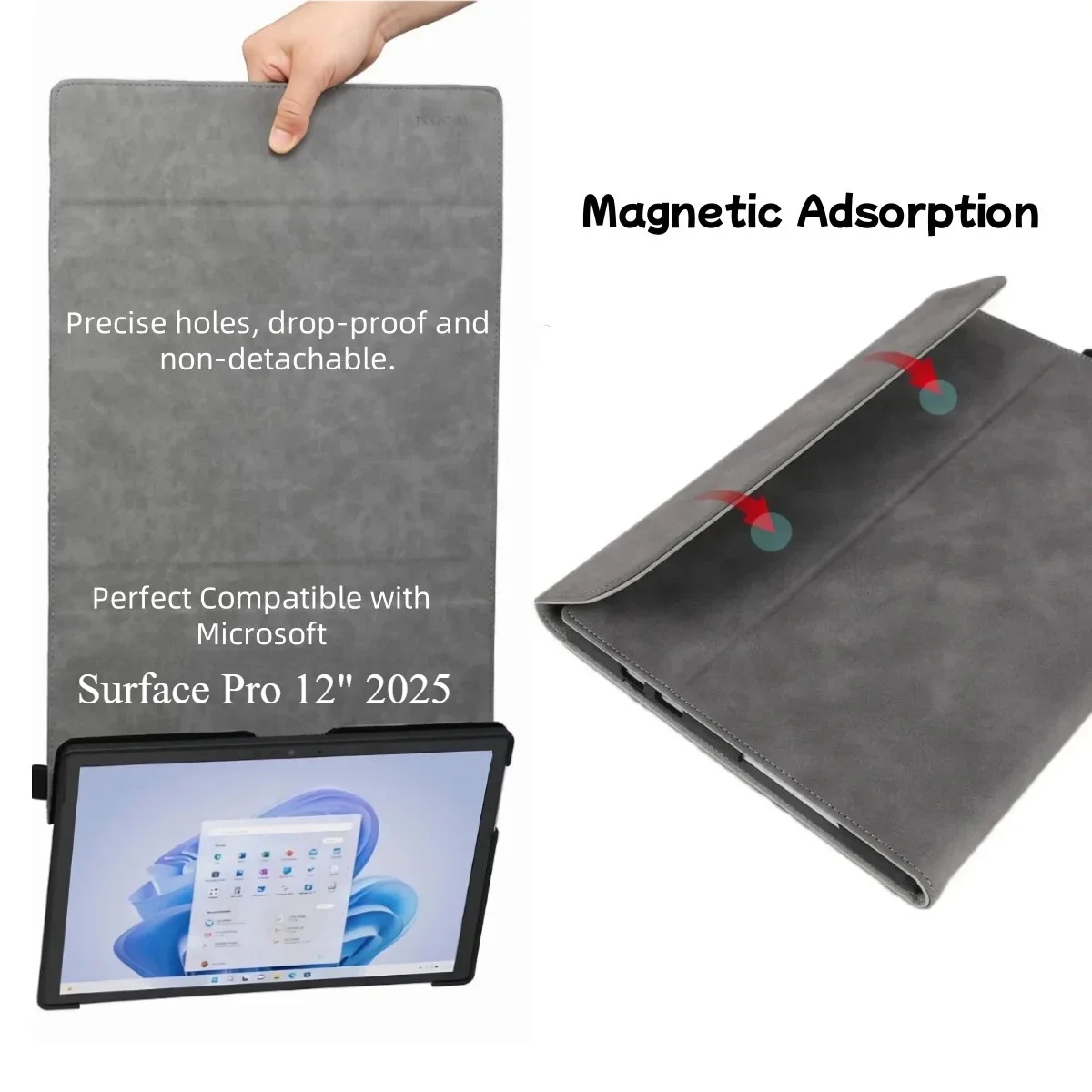 Case for Microsoft Surface Pro 12 Inch 2025 Portfolio Case Angle Multiple Stand Tpu Shell for Surface Pro 12" Model 2109/2110 6