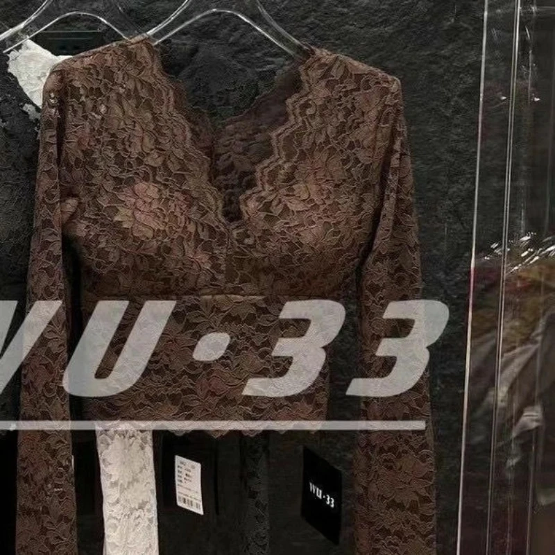 Langarm Spitze Temperament Kurze Tops Frühling Herbst Neue V-ausschnitt Alle-spiel Jugend Elegante T Shirts Mode Trend Frauen kleidung