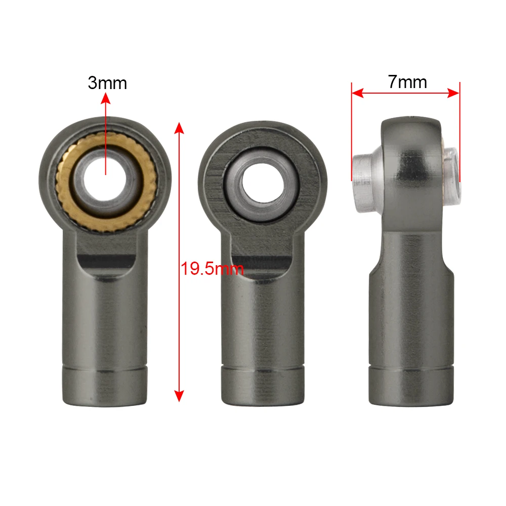 MIBIDAO 5Pcs Aluminum Alloy M3 Link Rod End Ball Joint Left-Hand Thread for Axial SCX10 D90 1/10 RC Crawler Car Truck Model Part