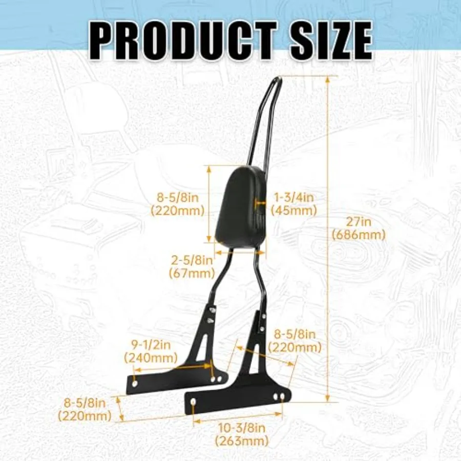 مسند ظهر أسود قابل للفصل سيسي بار لتحسين راحة ركوب الخيل وتخصيص أنيق متوافق مع هارلي ديفيدسو 2006up