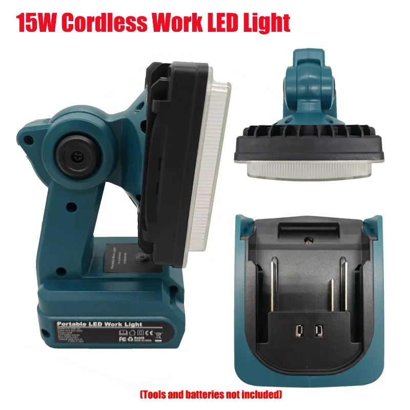 

For Makita 18V Battery 15W Cordless LED Work Light Rechargeable Portable Camping Lights for Work Sites Camping and Emergencies
