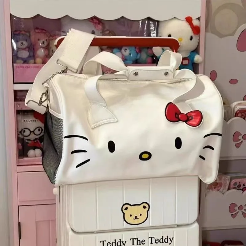 

Аниме Kawai Hello Kitty мультфильм милая ручная сумка на одно плечо KT Cat Bow фитнес-сумка наклонная большая вместительная дорожная сумка оптом