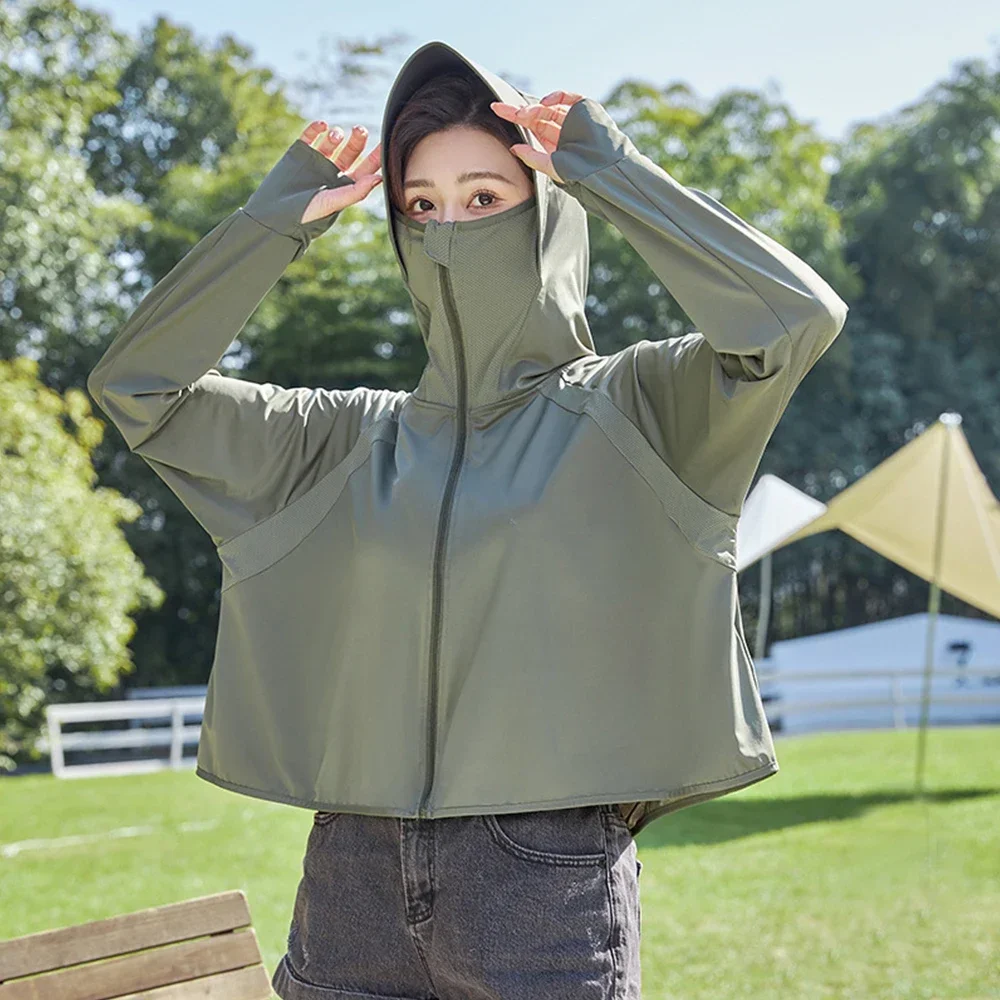 Camping Summer Long Sleeve Sun Protection Clothes Women Outdoor Cycling Fishing Hunting Hood Clothes Quick Dry Skin Windbreaker