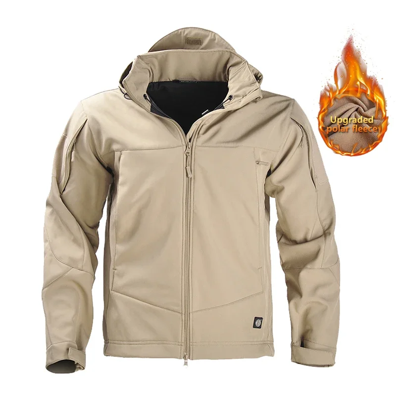 HAN WILD Soft Shell Jacket Fleece Jackets Tactical Coat Men Clothing Camouflage Hiking Windbreakers Hunting Climbing Clothing