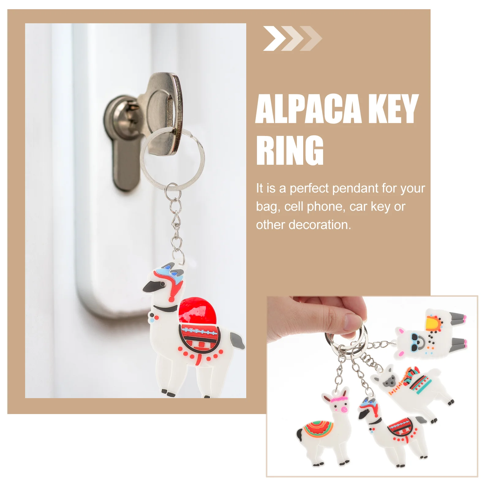 12pcs Alpaca Hanging Key Ring Ornament Cartoon Keychain Pendant Creative Keychain Decor (4 Styles, 3pcs Each)