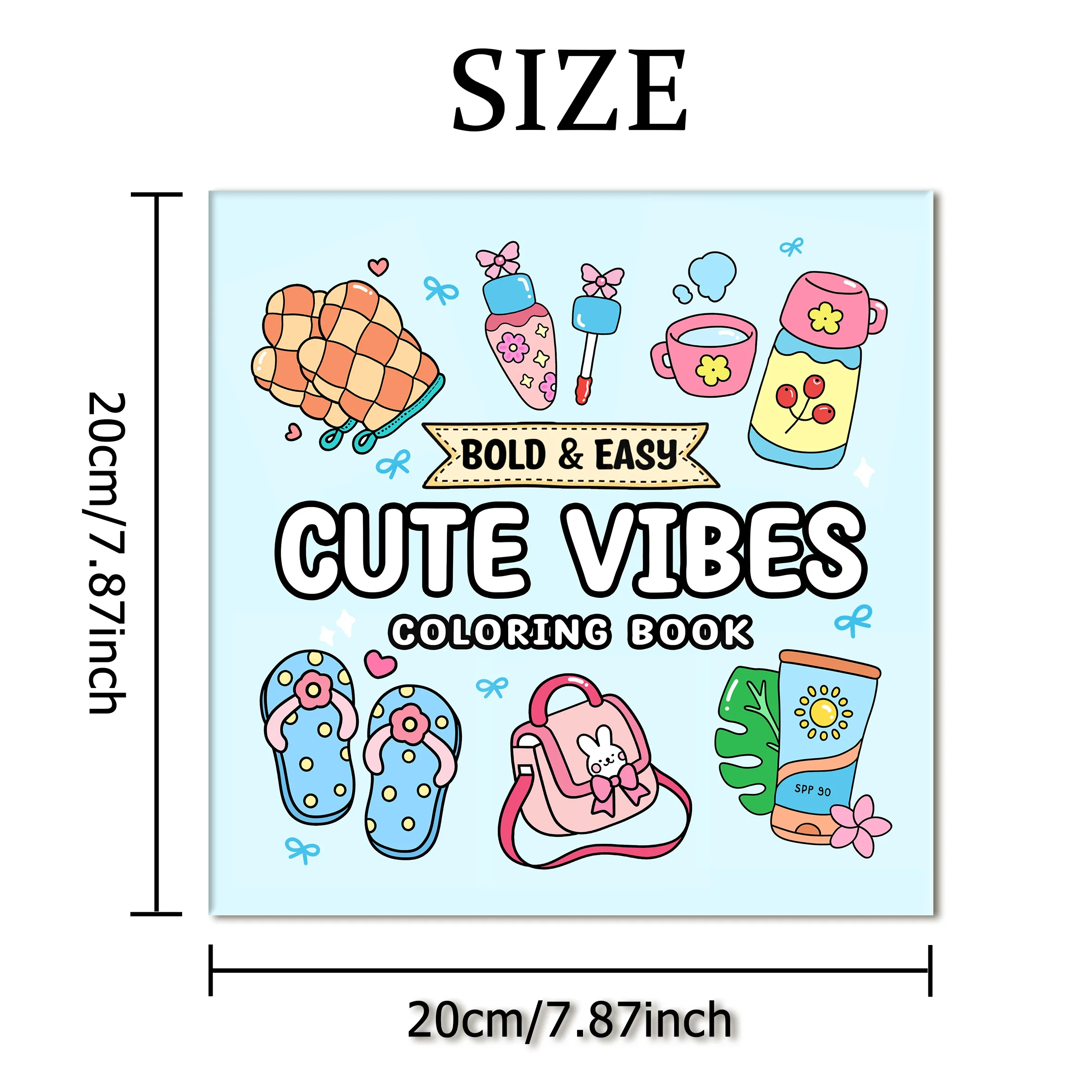 CUTE VIBES Bold-easy Patterns Coloring Book for Adults Cute Drawing Book Perfect Gift for Party and Birthday