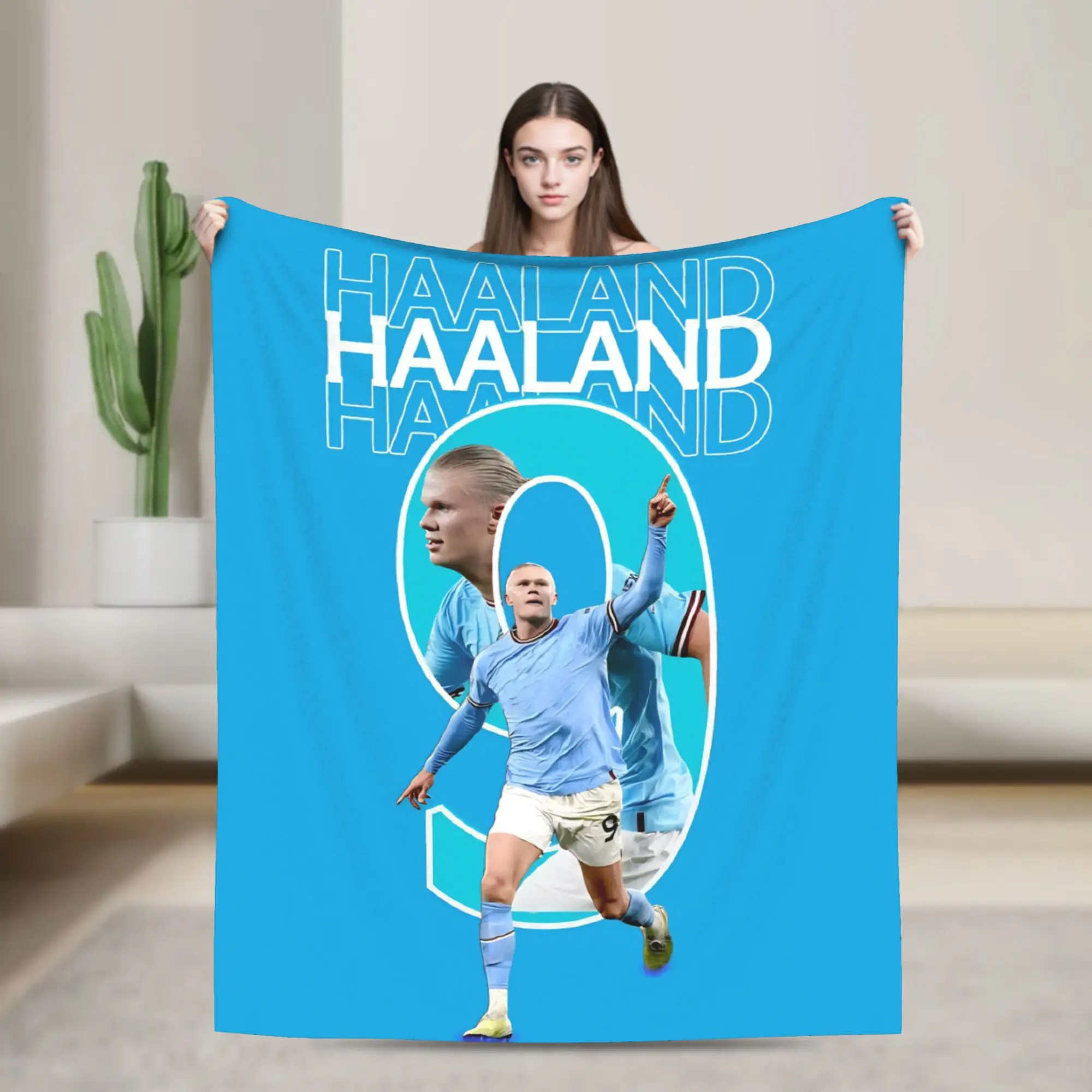 Haalands Flannel Blanket Number 9 Football Soccer Awesome Throw Blanket for Home Hotel Sofa  125*100cm Bedspreads