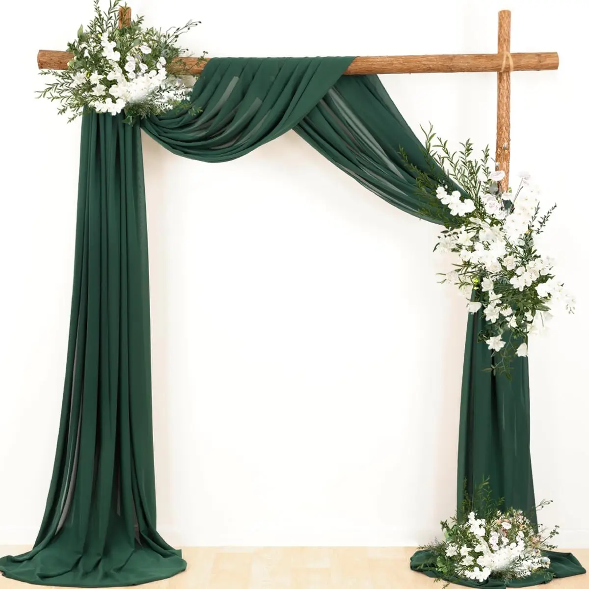 Dark Green Chiffon Wedding Arch Draping Fabric Sheer Curtains Drapery Ceremony Reception Backdrop Curtain Party Swag Christmas