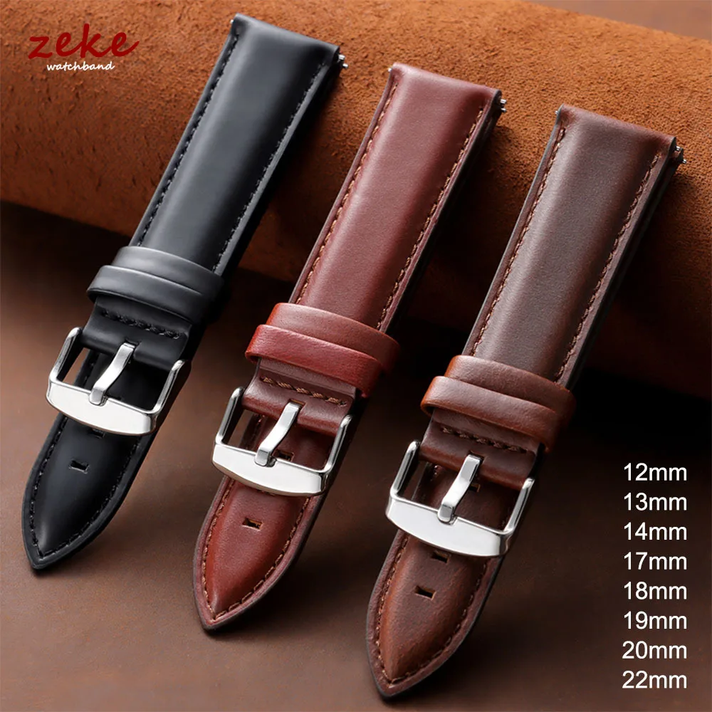 

Quick Release Genuine Cowhide Leather Watchband 12/13/14/17/18/19/20/22mm Strap for Omega Black Brown Pin Buckle Wristwatch Band