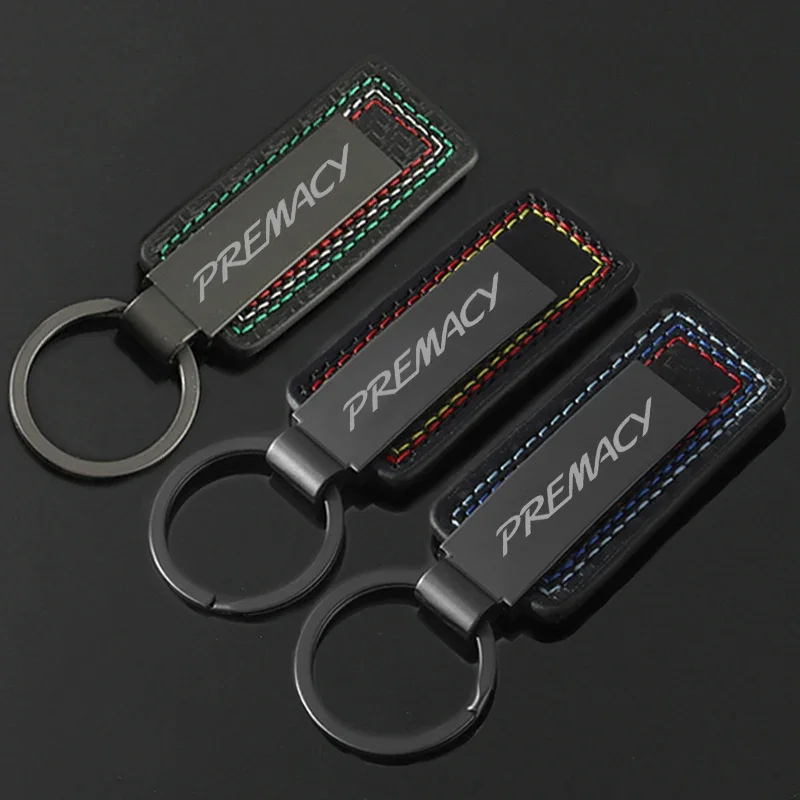 Leather Carbon Fiber Car Rings Keychain Zinc Alloy Keyrings Styling For Mazda Premacy Badge 2024 2023 2022 Car Key Accessories