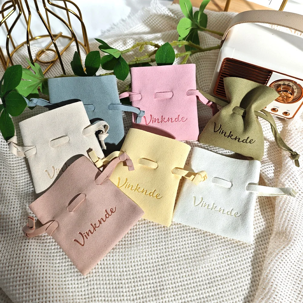 

Jewelry Microfiber Gift Bags 8x10cm(3"x4") Makeup Sack Custom Logo Drawstring Pouches For Earring Necklace Wedding Favors Bag