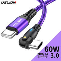 USLION 60W USB C To USB C Cable 3A PD Type C To Type C Cord Fast Charging Wire For Xiaomi realme Mobile Phone Data Charger Cable