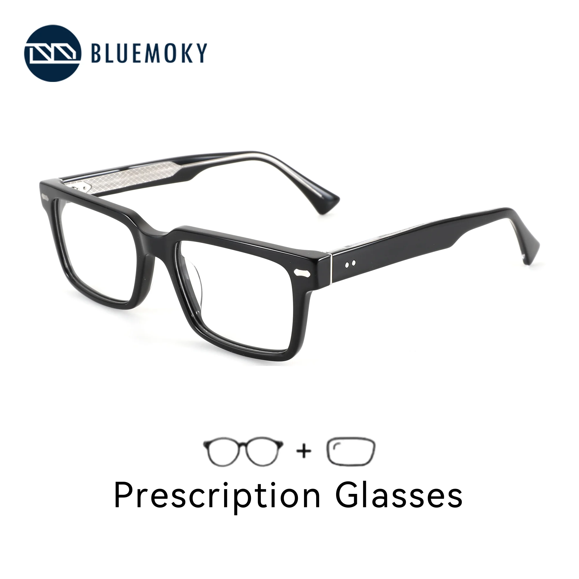 ブルーモキー-xs-サイズ-トレンド-スクエア-アセテート-処方メガネ-メンズ-フォトクロミック光学レンズ-レシピ付き-近視用メガネ